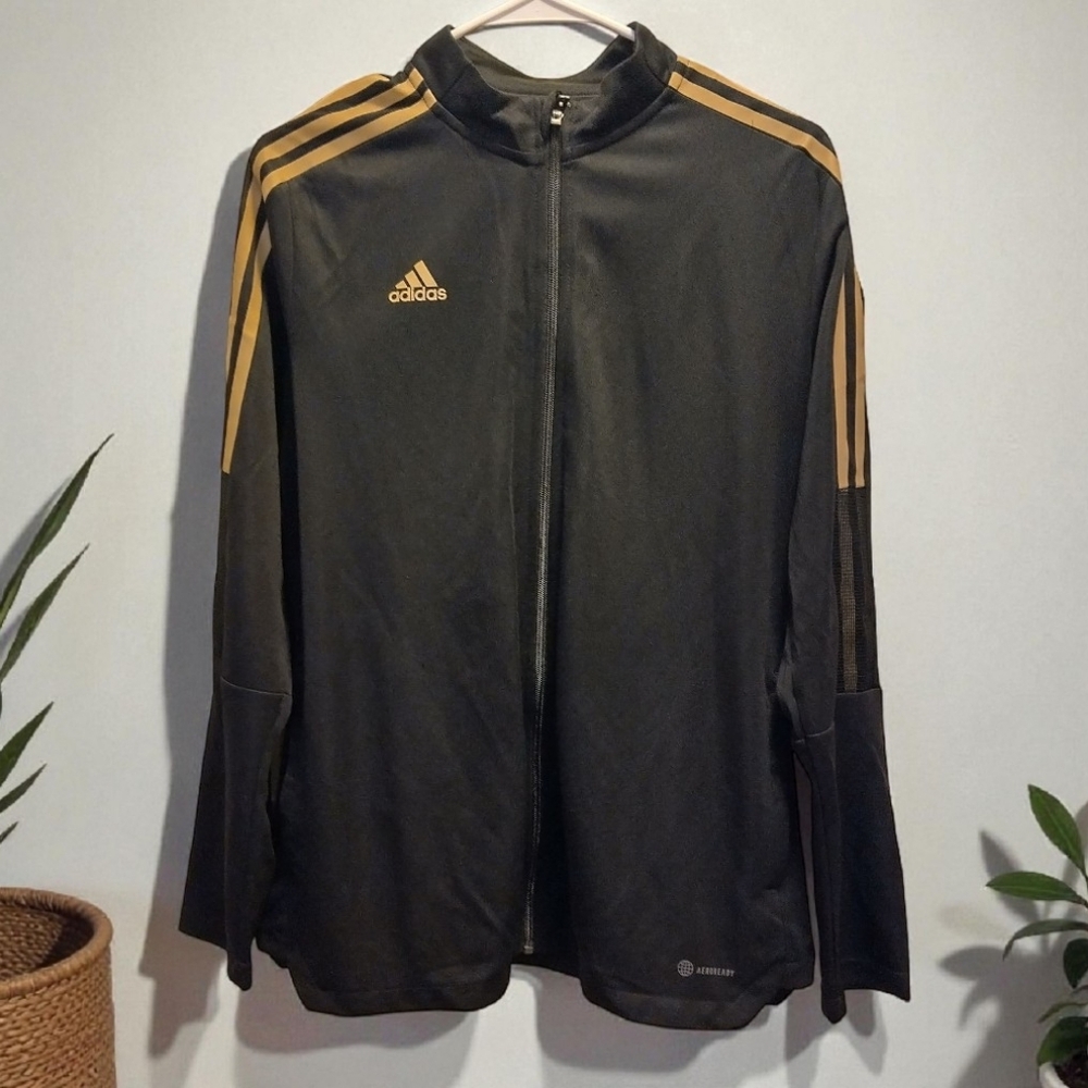 Adidas Women's Black and Gold Track Jacket